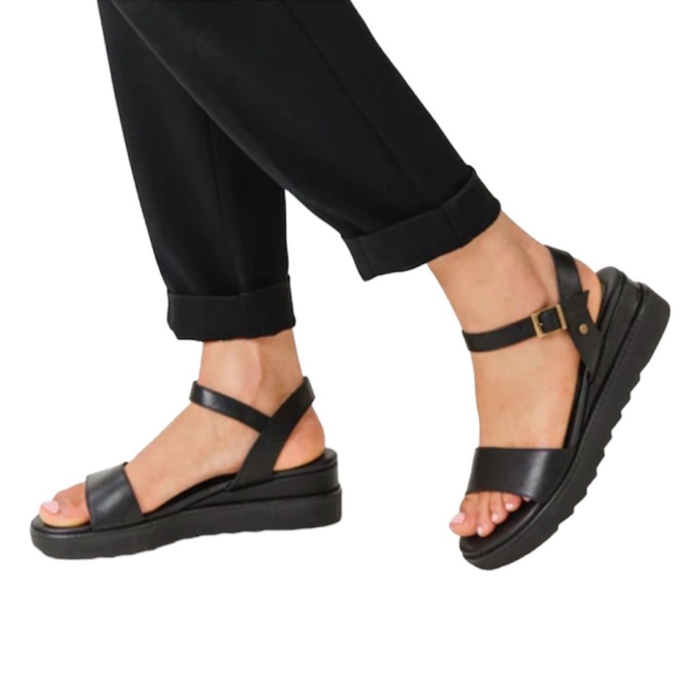 Portland Leather Patina Soho Wedge Sandal Black